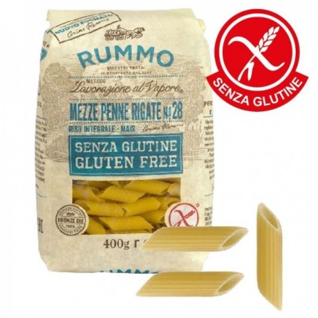 RUMMO Mezze Penne Rigate Gluten Free n 28 - 12 Packets of 400gr - Pasta Rummo