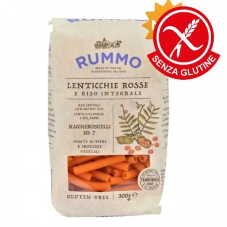 RUMMO Maccheroncelli Red Lentils Gluten Free n 7 - 16 Packets of 300gr - Pasta Rummo