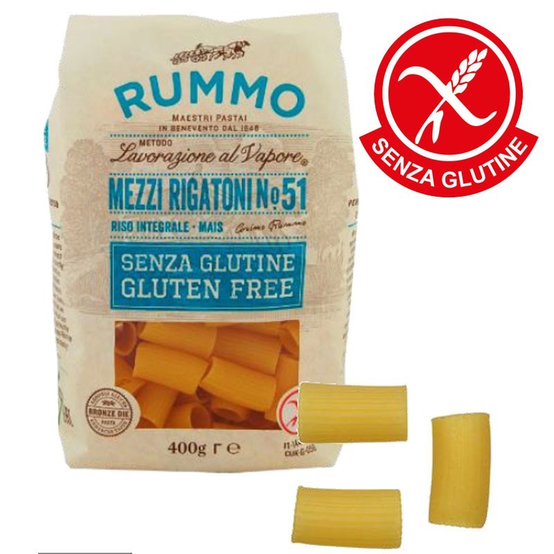 RUMMO Mezzi Rigatoni Senza Glutine n 51 Confezione da 400gr Pasta Rummo