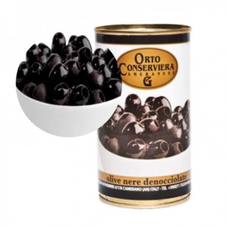 Pitted Black Olives - Tin of 350gr