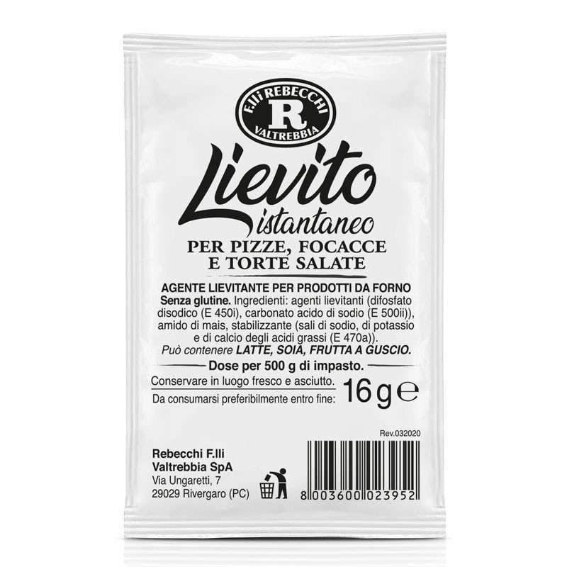 Lievito Istantaneo Rebecchi per Pizze Focacce e Torte Salate - 25 Bustine  da 16gr - Lieviti ed Essenze Aromatiche
