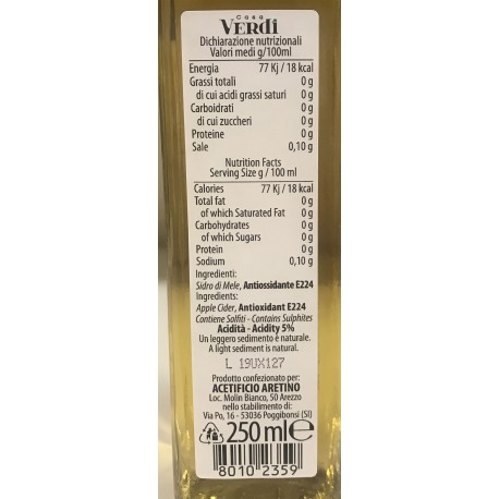 100% Italian House Green Apple Vinegar - 250ml bottle - Oil, vinegar and salt