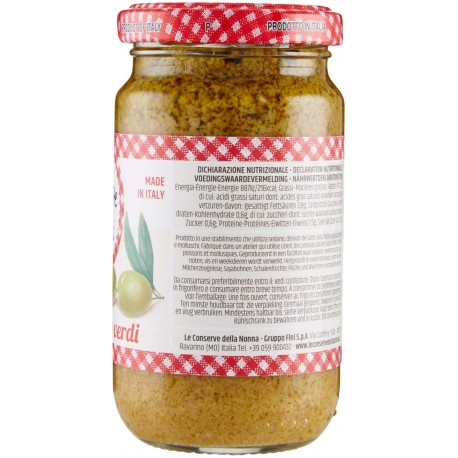 Le Conserve Della Nonna - Patè di Olive Verdi - Barattolo da 190gr - Salse e Spezie