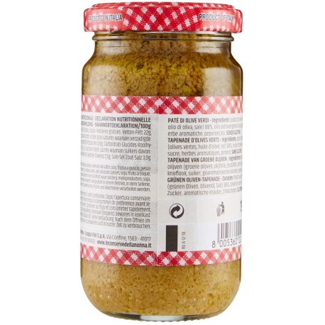 Le Conserve Della Nonna - Patè de aceitunas verdes - Tarro 190gr - Salsas y especias