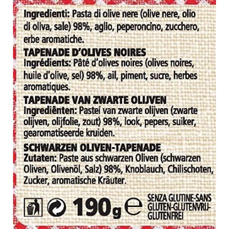 Le Conserve Della Nonna - Pâté Aux Olives Noires - Pot 190gr - Sauces et Épices