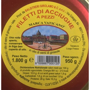 Filets d'Anchois en Morceaux à l'Huile de Tournesol - Pot de 1,8 kg
