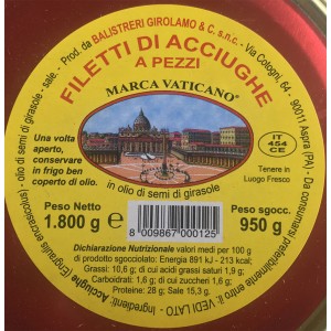 Filetti di Acciughe a Pezzi in Olio di Semi di Girasole - Vaso da 1,8 kg