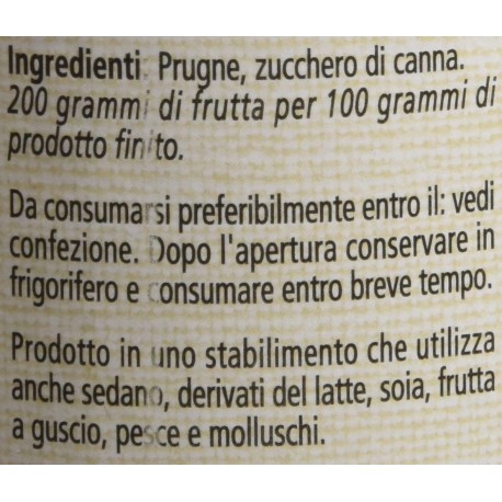 Le Conserve Della Nonna - Confettura Extra Prugna dell'Emilia Romagna - Barattolo da 340gr - Salse e Spezie