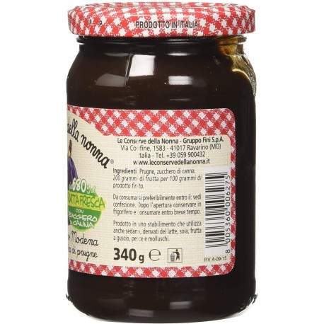 Le Conserve Della Nonna - Confettura Extra Prugna dell'Emilia Romagna - Barattolo da 340gr - Salse e Spezie