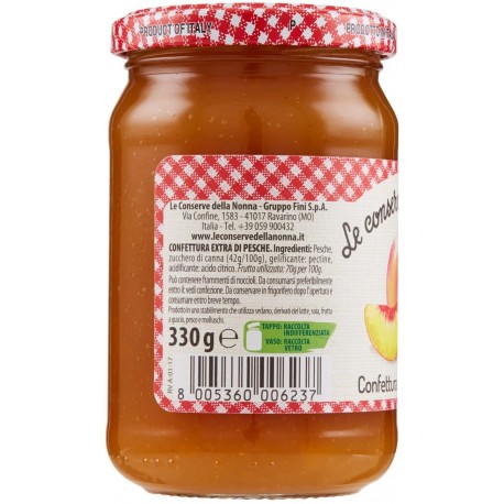 Le Conserve Della Nonna - Confettura Extra di Pesche - Barattolo da 340gr - Salse e Spezie