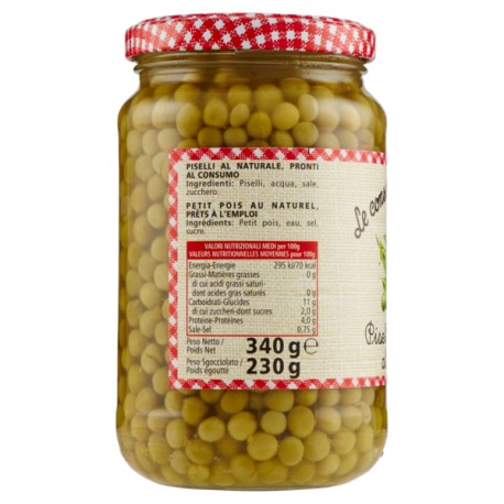 Le Conserve Della Nonna - Natural Extra Fine Peas - 340gr Jar - Sauces and Spices