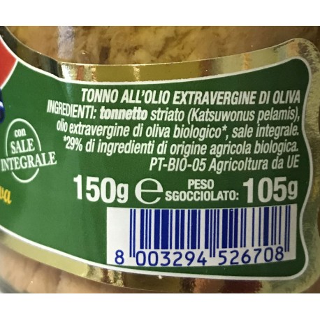 As Do Mar Thunfischfilets mit Bio-Olivenöl extra vergine und Vollsalz - Glas mit 150 g - Fischkonserven