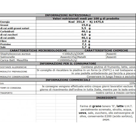 Hausgemachte gepuffte Piadina - 330gr