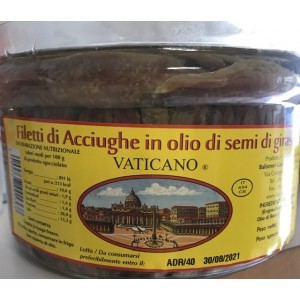Filetes de anchova do Vaticano em óleo de semente de girassol - embalagem de 1,5 kg