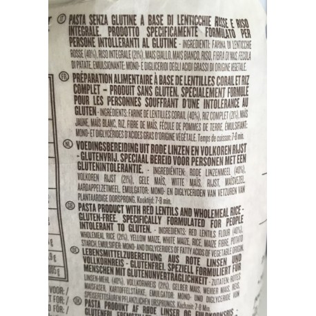 RUMMO Maccheroncelli Lentejas Rojas Sin Gluten n 7 - 16 Paquetes de 300gr - Pasta Rummo