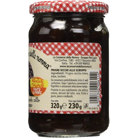 Le Conserve Della Nonna - Prunes Secs au Sirop - Pot 320gr - Sauces et Epices