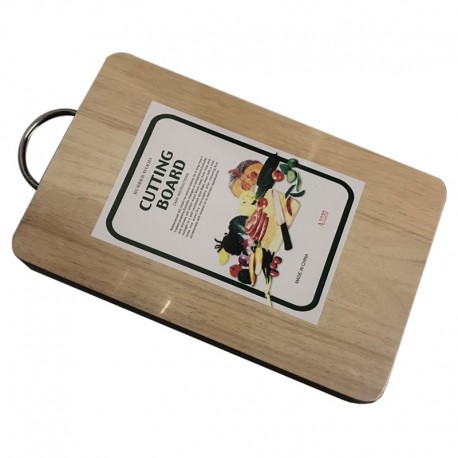 Medium cutting board in natural solid wood with steel handle 30 x 20 cm