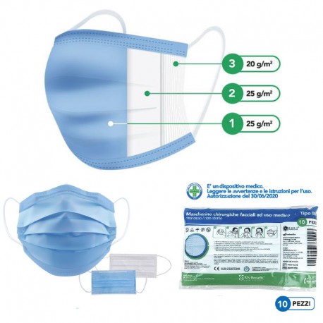10 Protective Surgical Masks for Covid19