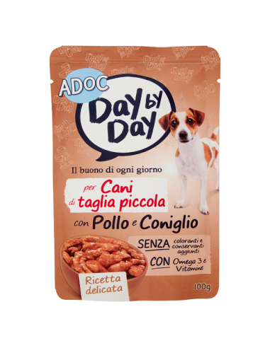 ADoC Day by Day Chien Chien Poulet et Lapin - Carton de 24 Sachets de 100gr - Pet Food