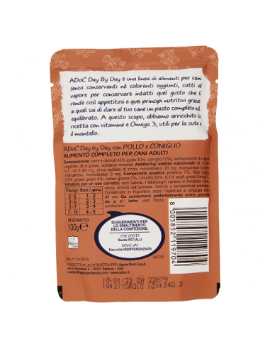 ADoC Day by Day Dog Dog Chicken and Rabbit - Box of 24 Bags of 100gr - Pet Food