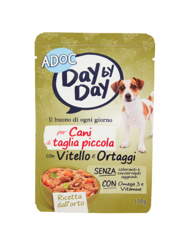 ADoC Day by Day Hund Hundekalb und Gemüse - Box mit 24 Beuteln à 100gr - Tiernahrung