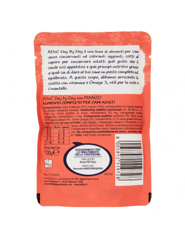 ADoC Day by Day Dog Cane Beef - Box mit 24 Beuteln à 100gr - Tiernahrung