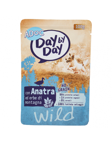 ADoC Day by Day Dog Pato Selvagem - Caixa com 24 Sacos de 100gr - Comida para Animais de Estimação