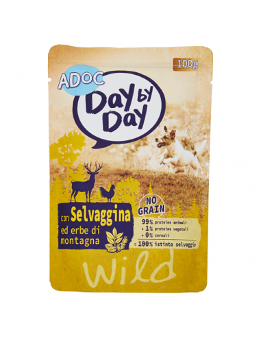ADoC Day by Day Dog Wild Selvaggina - Box da 24 Buste da 100gr - Alimenti per Animali