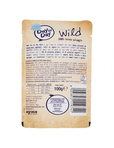 ADoC Day by Day Dog Wild Game - Caja de 24 bolsas de 100gr - Alimento para mascotas