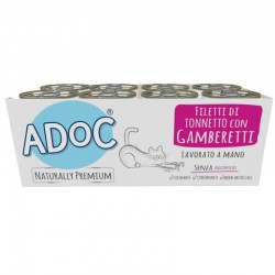 ADoC Cat Gatto Tonnetto con Gamberetti - 24 Lattine da 85gr - Alimenti per Animali