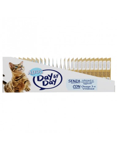 ADoC Day by Day Cat Gatto Pollo e Prosciutto - Box da 24 Buste da 85gr - Alimenti per Animali