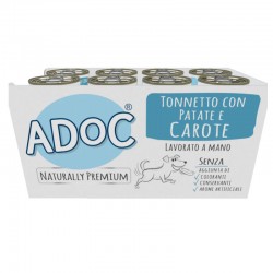 ADoC Dog Cane Tonnetto con Patate e Carote - 16 Lattine da 285gr - Alimenti per Animali