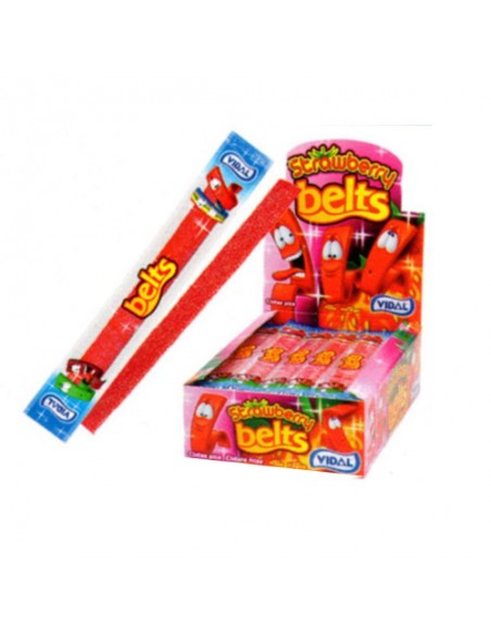 Vidal Sparkling Strawberry Belts - Box mit 150 Stück - Bonbons und Kaugummi