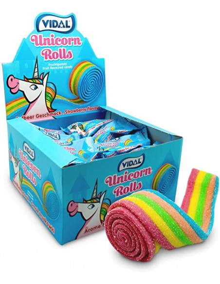 Vidal Unicorn Rolls Bunte Bonbons - 24 Stück à 19 gr - Bonbons und Kaugummi