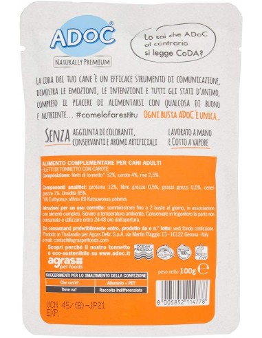 ADoC Dog Dog Atún con Zanahorias - 20 Sobres de 100gr - Alimento para mascotas