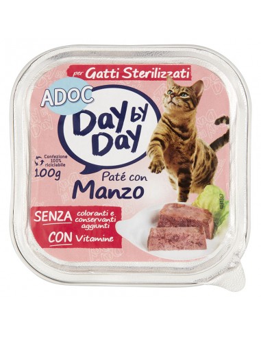 Pâté pour chats ADoC Day by Day pour chats Sterilizzati au boeuf - Boîte de  12 pots de 100 g - Aliments pour animaux de compagni