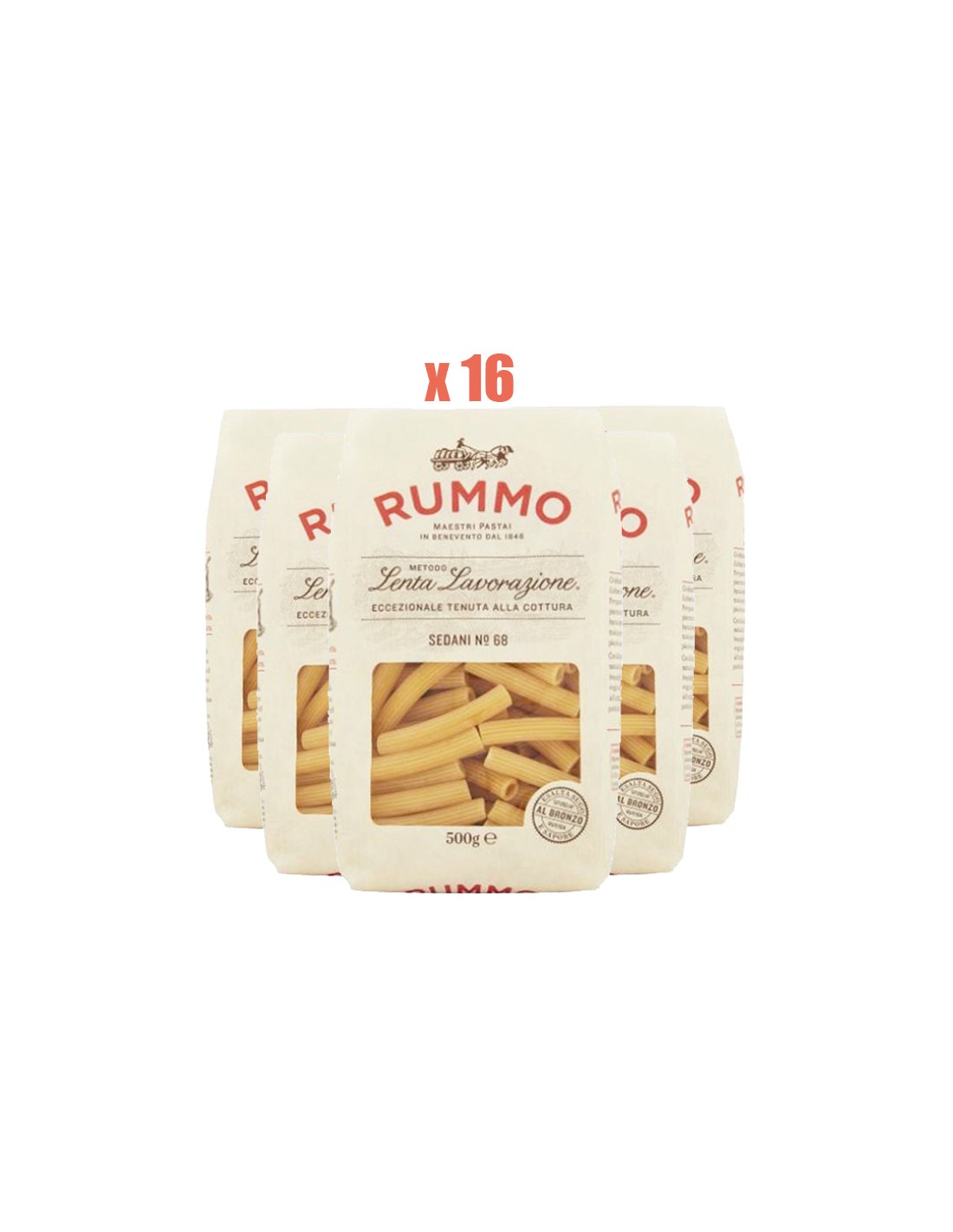 Pasta RUMMO Sedani n° 68 - 16 Confezioni da 500gr - Pasta Rummo