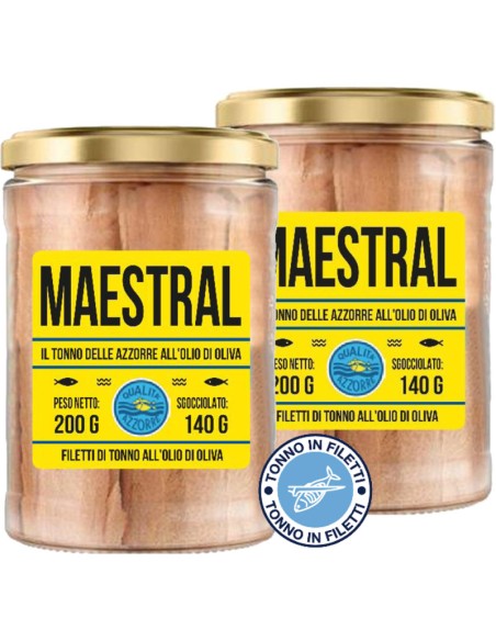 Filetti di Tonno delle Azzorre all'Olio di Oliva Maestral 200gr