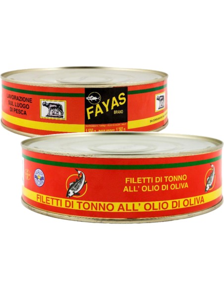 Filetti di Tonno delle Azzorre all'Olio di Oliva Fayas - Latta 1,8Kg