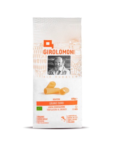 GIROLOMONI Rigatoni Organic Durum Wheat Pasta - 12 packages of 400gr