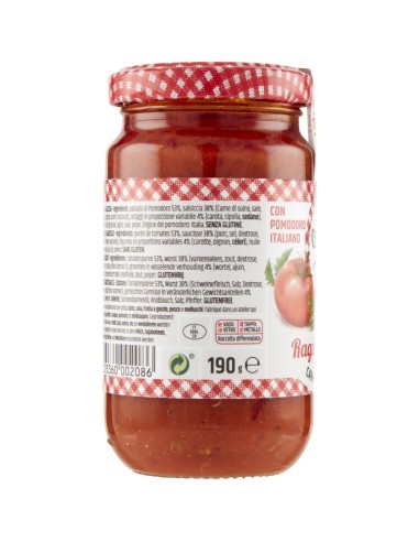 Le Conserve Della Nonna - Gebratener Ragu mit Schinken und Wurst - 190gr Glas - Saucen und Gewürze