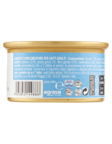 Adoc Cibo Umido per Gatti Adulti con Ingredienti Naturali MIX MARE - 24 lattine da 85gr