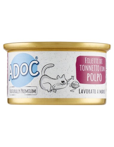 Adoc Cibo Umido per Gatti Adulti con Ingredienti Naturali MIX MARE - 24 lattine da 85gr