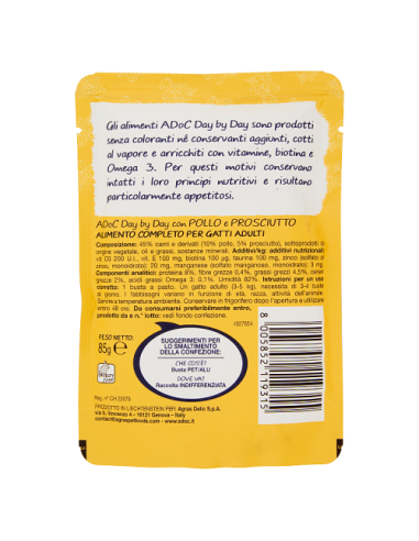 ADoC Day by Day Cat Gatto MIX POLLO E PROSCIUTTO - CONIGLIO - Box da 24 Buste da 85gr