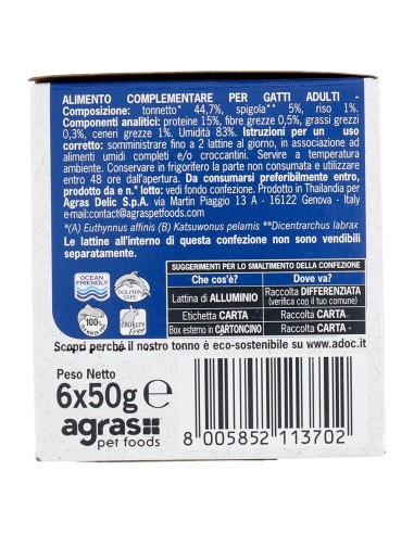 ADoC Cat Cat MP Tuna with Sea Bass - 8 Boxes of 6 50gr Tins - Pet Food