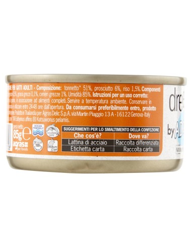 ADoC Cat Cibo Umido per Gatti MIX OCEANO VOLUPTAS Tonnetto con Gamberetti Polpo Alicette Prosciutto - 24 Lattine da 85gr