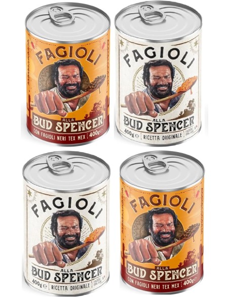 Fagioli alla Bud Spencer - 2 Barattoli ORIGINAL e 2 Barattoli NERI TEX MEX da 400gr