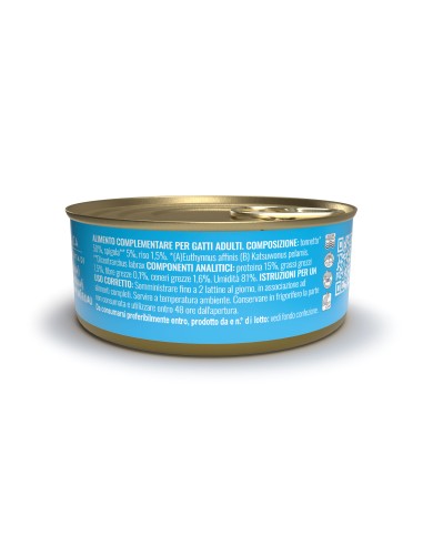 Adoc Cibo Umido per Gatti Adulti Trancetti di Tonnetto con Spigola 10 confezioni da 4 lattine da 50gr