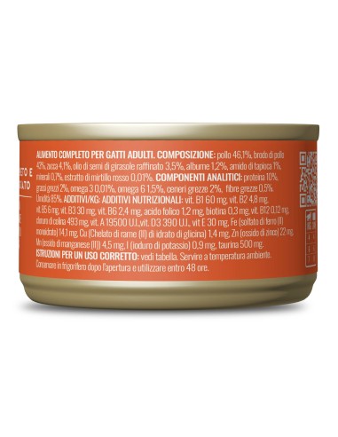 Adoc Cibo Umido per Gatti Completo e Bilanciato - Filetti di POLLO con ZUCCA - 24 Lattine da 80 gr