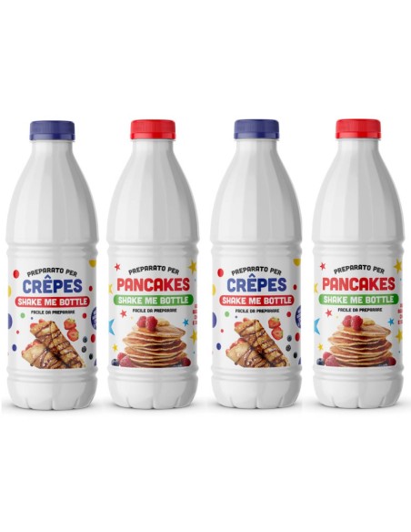 Preparato per PANCAKES e CREPES - Shake Me Bottle - Confezione da 4 Bottiglie miste - Zazzaretta